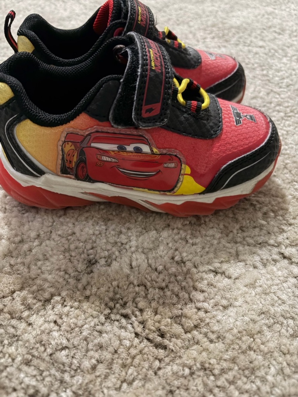 Disney Lightning McQueen Red, Black & Yellow Kids Slip-On Sneakers